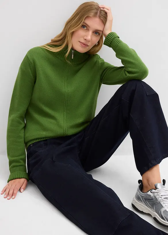 Stickad kofta av ekologisk bomull, bonprix