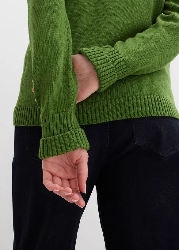 Stickad kofta av ekologisk bomull, bonprix