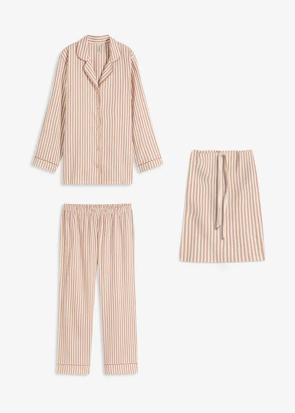 Vävd flanellpyjamas med gåvopåse, bonprix
