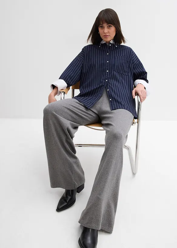 Stickad byxa av mjuk kashmirmix, bonprix