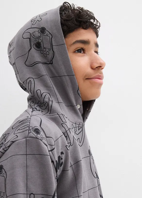 Sweatshirt med huva i mjuk bomullsmix, bonprix