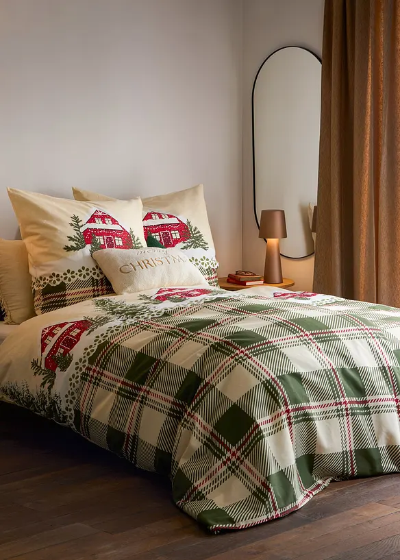 Sängkläder med hus och rutor, bonprix