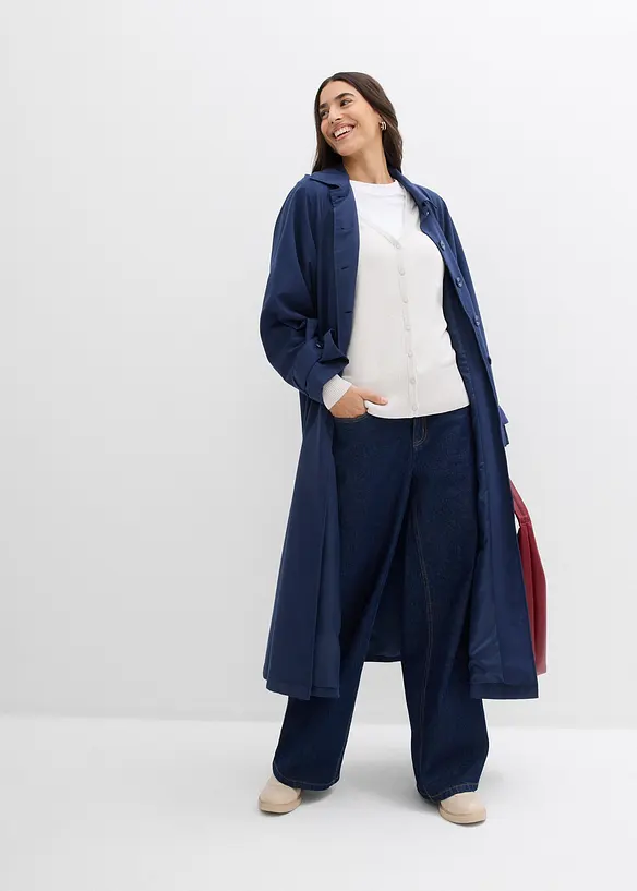 Finstickad cardigan med knappslå, bonprix