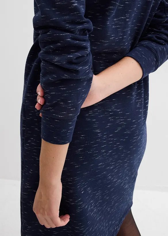 Trikåklänning med krage och dragkedja, bonprix