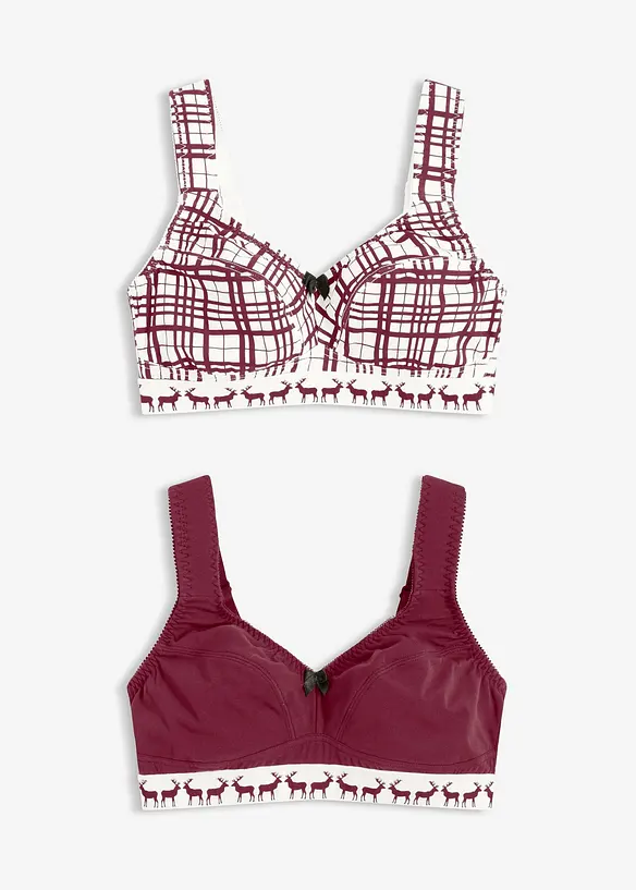 BH utan bygel med bomull (2-pack), bonprix