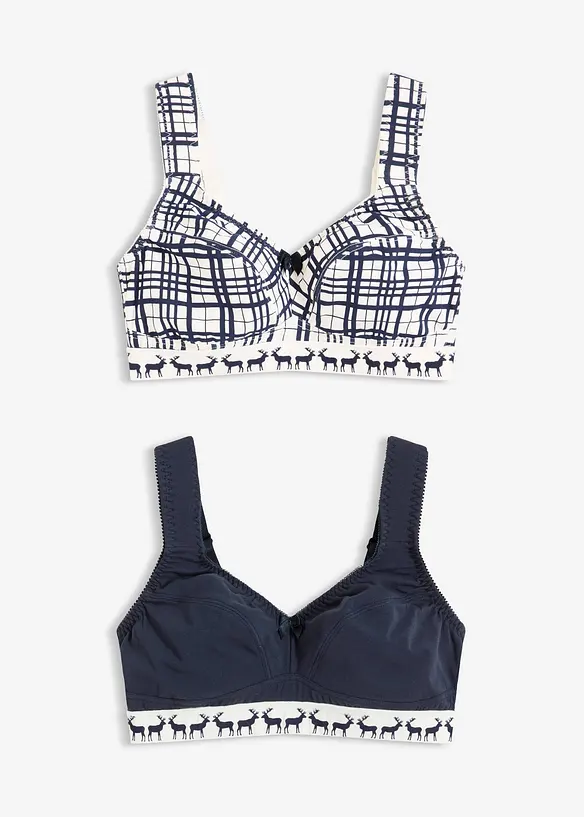 BH utan bygel med bomull (2-pack), bonprix