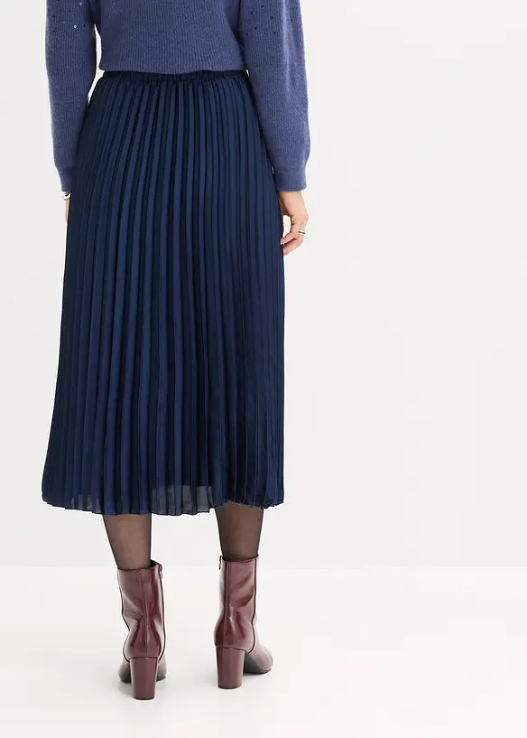 Plisserad kjol i fin satin, bonprix