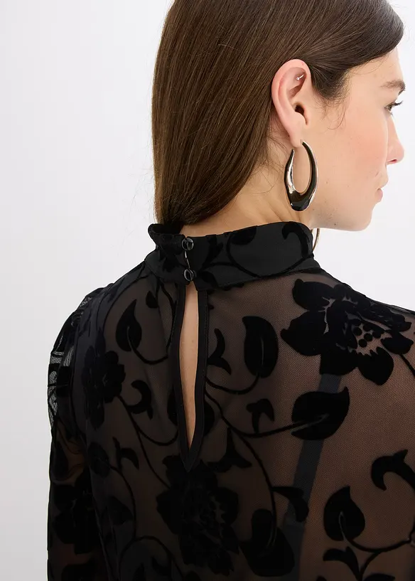 Långärmad topp i lätt transparent material, bonprix