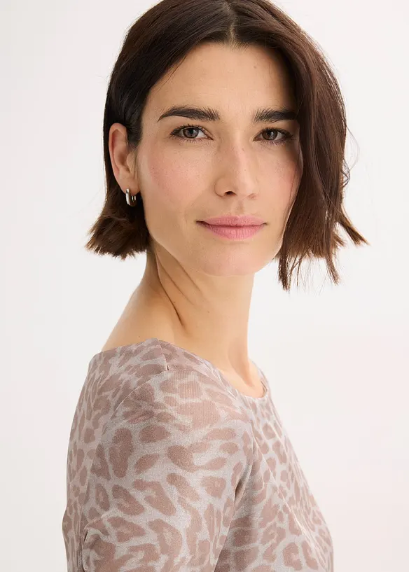 Topp med glansigt leopardmönster, bonprix