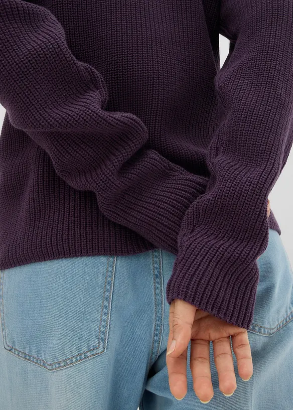 Ribbstickad tröja av ekologisk bomull, bonprix