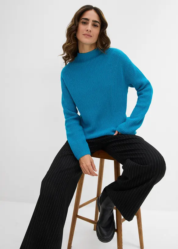 Ribbstickad tröja av ekologisk bomull, bonprix