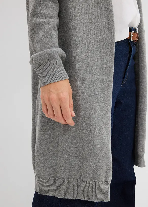 Lång cardigan med rullade kanter, bonprix