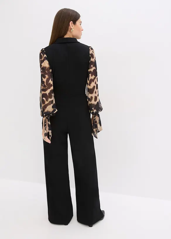 Jerseyjumpsuit med meshärmar, bonprix