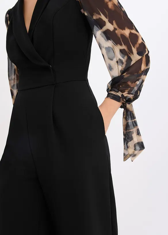 Jerseyjumpsuit med meshärmar, bonprix