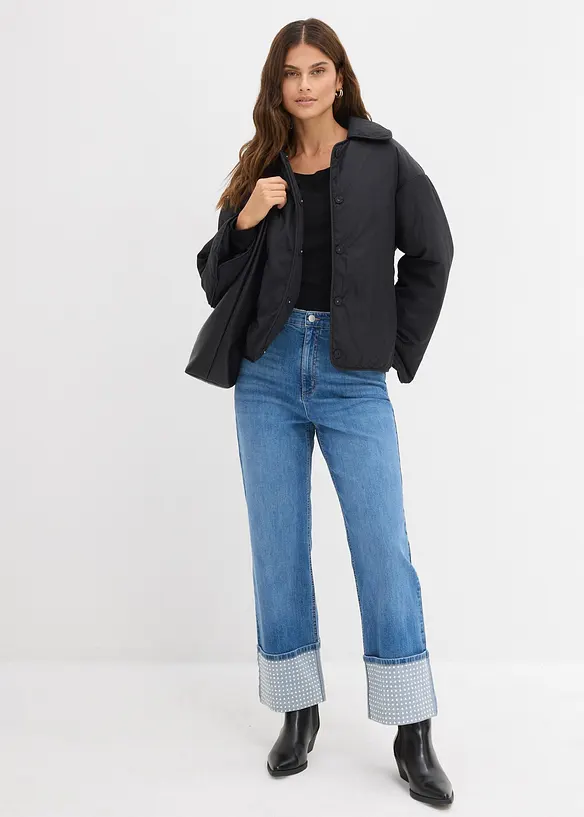 Straight Jeans High Waist, med Turn-Ups, bonprix