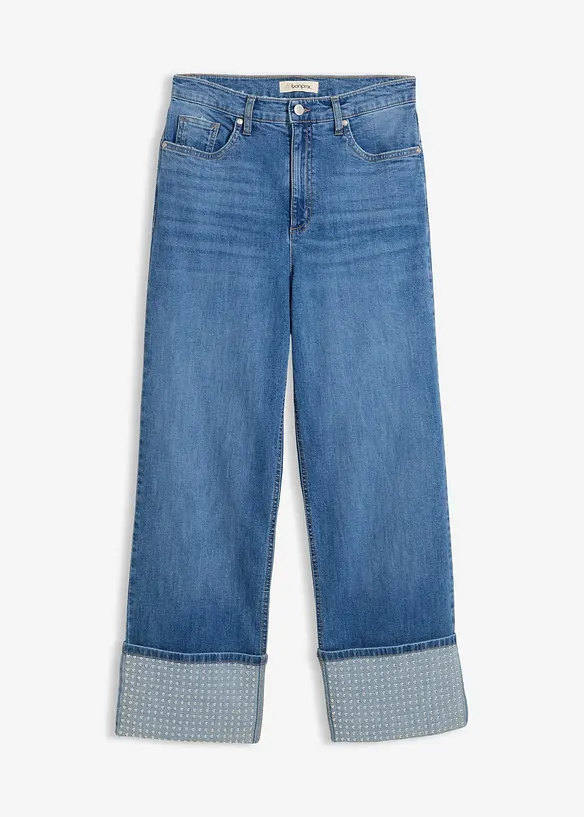 Straight Jeans High Waist, med Turn-Ups, bonprix