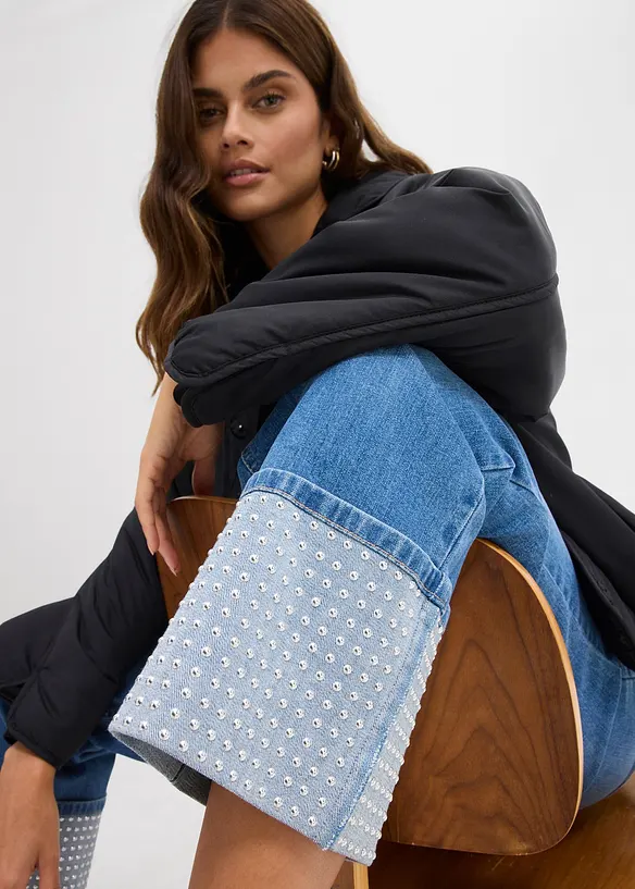 Straight Jeans High Waist, med Turn-Ups, bonprix