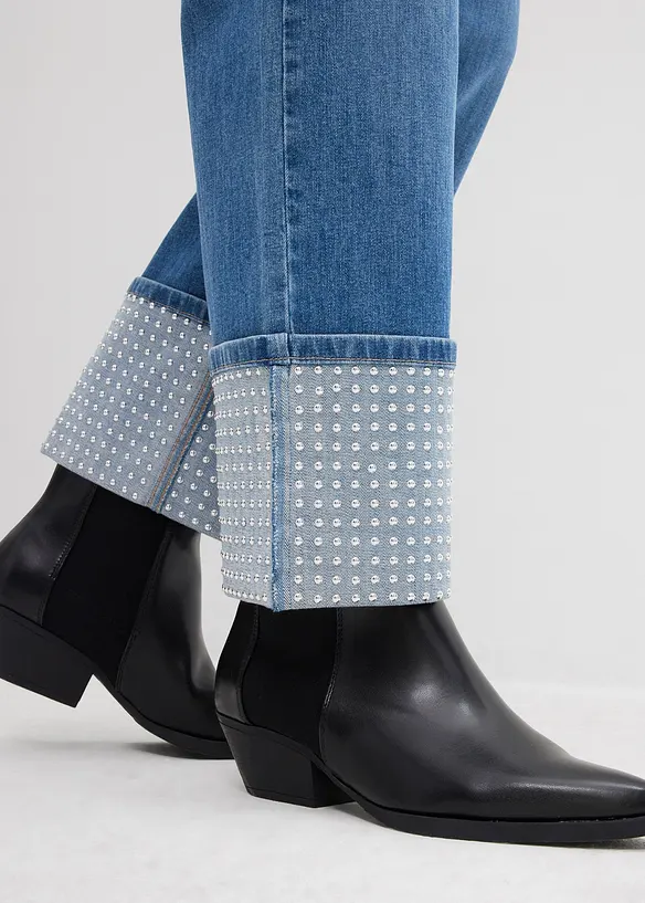 Straight Jeans High Waist, med Turn-Ups, bonprix