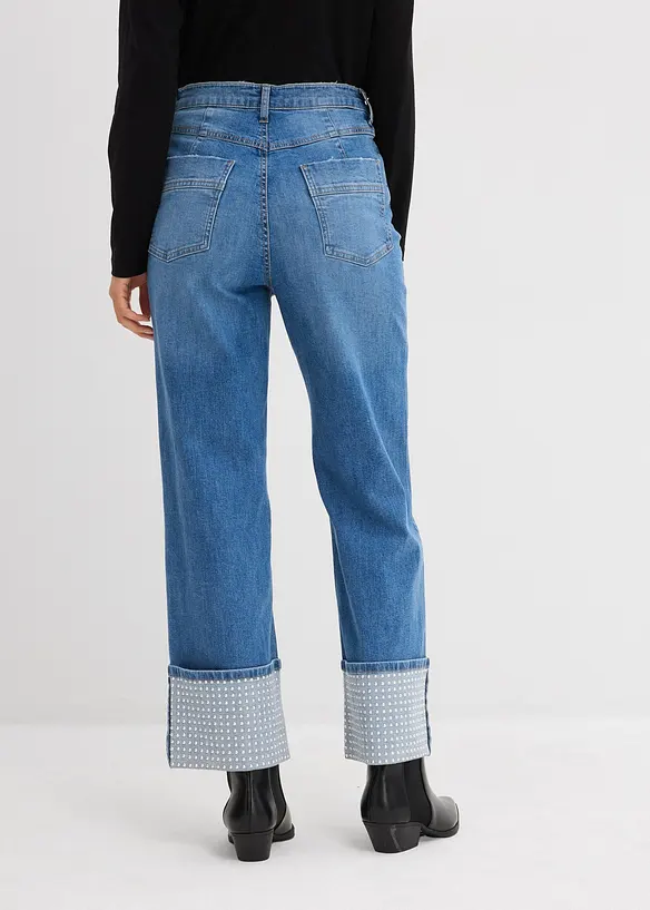 Straight Jeans High Waist, med Turn-Ups, bonprix