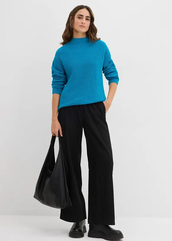 Ribbstickad tröja av ekologisk bomull, bonprix