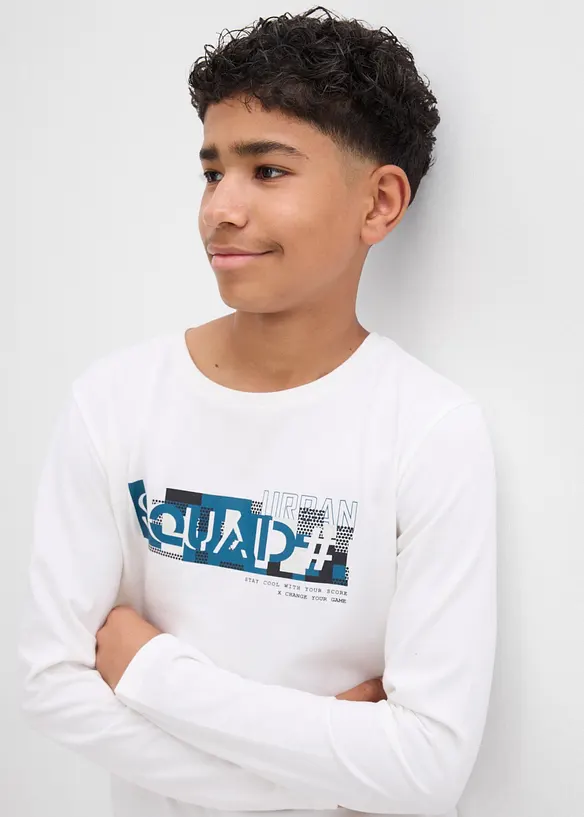 Långärmad T-shirt i ren ekologisk bomull (2-pack), bonprix