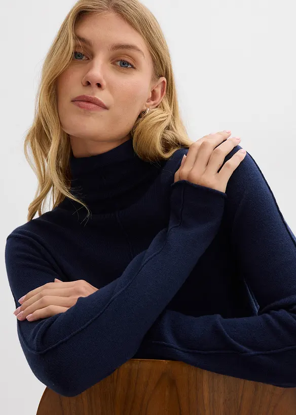 Polotröja i mjuk bomull med en andel kashmir, bonprix