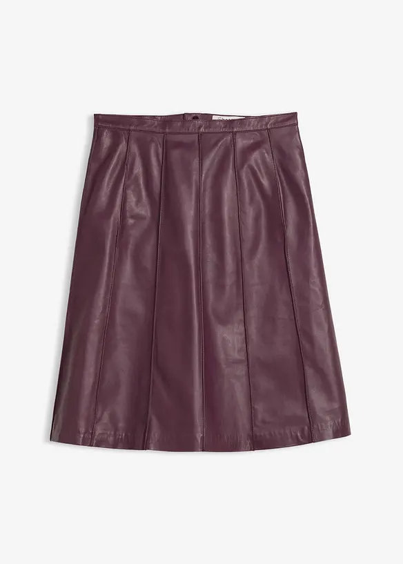 Skinnkjol i utställd modell, av lammnappa, bonprix