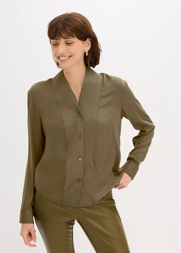 Skjortblus i mjuk satin, bonprix