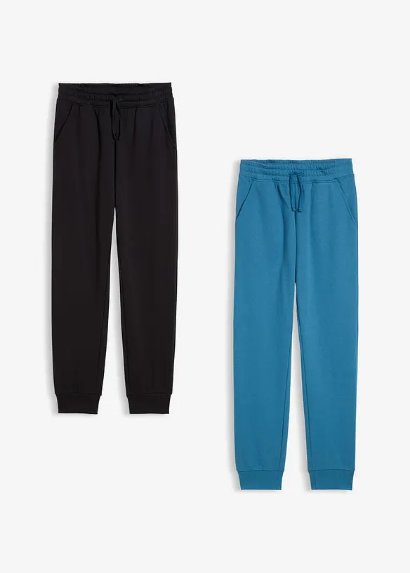 Joggingbyxa i materialmix med ekologisk bomull för barn (2-pack), bonprix