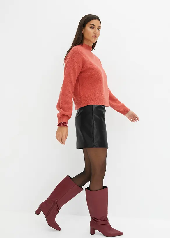 Kort kjol i skinnimitation, bonprix