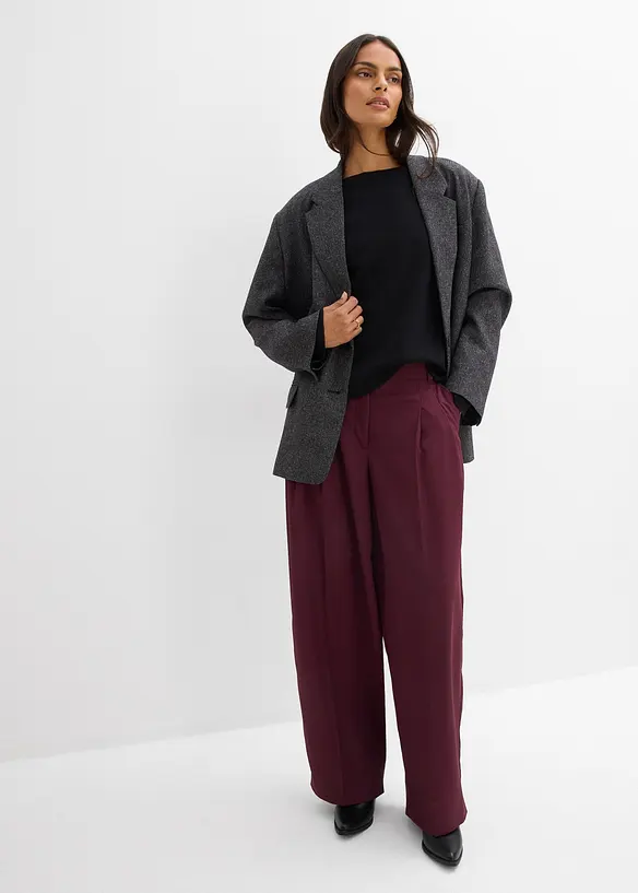 Långärmad topp av ribbat material, bonprix