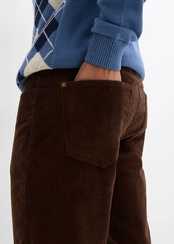 Flanellfodrad manchesterbyxa, Loose Fit, Straight, bonprix