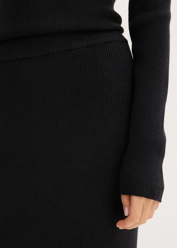 Finstickad kjol av mjuk viskosmix, bonprix