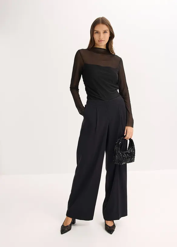 Långärmad topp av tunn mesh, bonprix