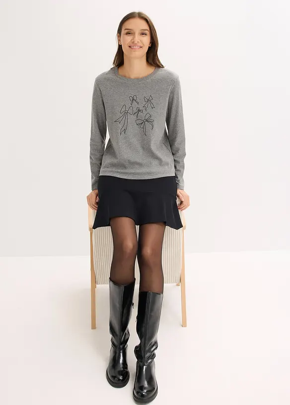 Långärmad topp av ekologisk bomull, bonprix