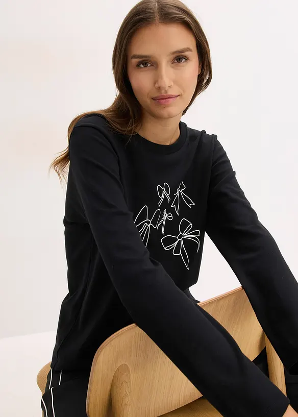 Långärmad topp av ekologisk bomull, bonprix