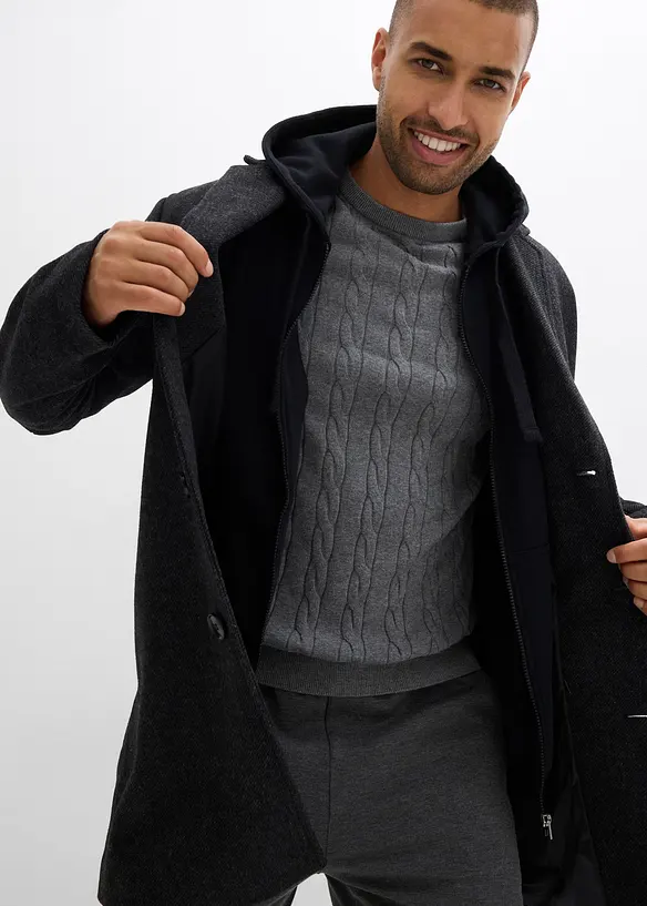 Kort kappa med ull, bonprix