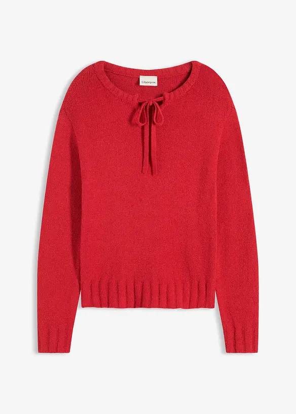 Grovstickad tröja med knytning, bonprix