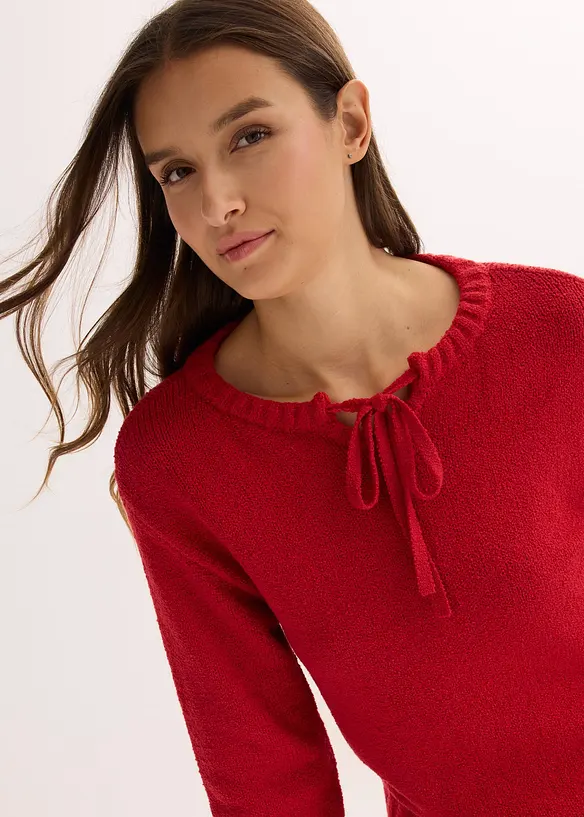 Grovstickad tröja med knytning, bonprix