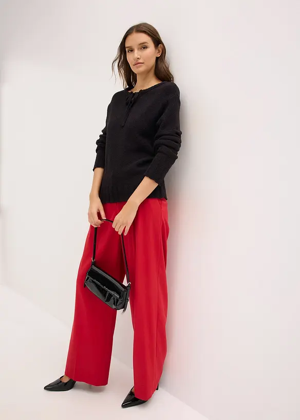 Grovstickad tröja med knytning, bonprix