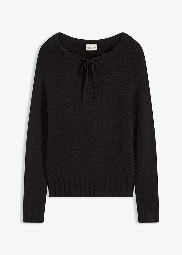 Grovstickad tröja med knytning, bonprix