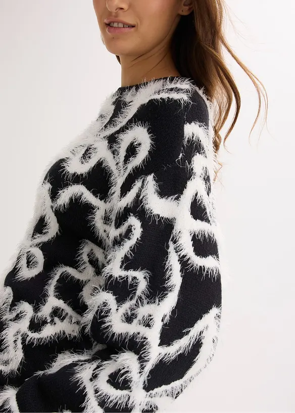 Jacquardstickad tröja av mjuk viskosmix, bonprix