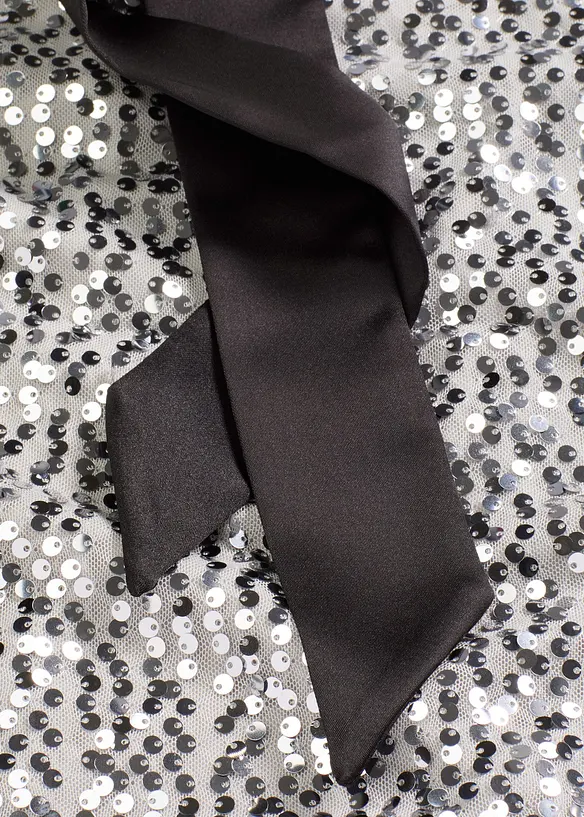 Paljettklänning med rosettdetalj, bonprix