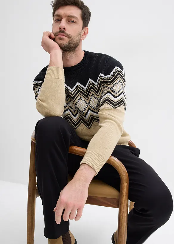 Tröja med stickat mönster, bonprix