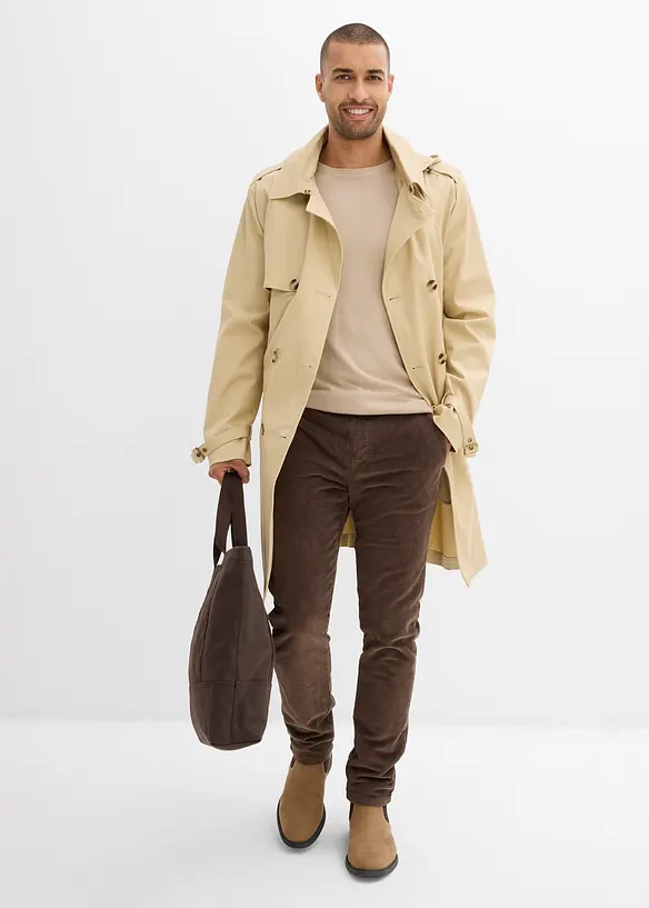 Fodrad manchesterbyxa Regular Fit med resårlinning och flanellfoder, Straight, bonprix