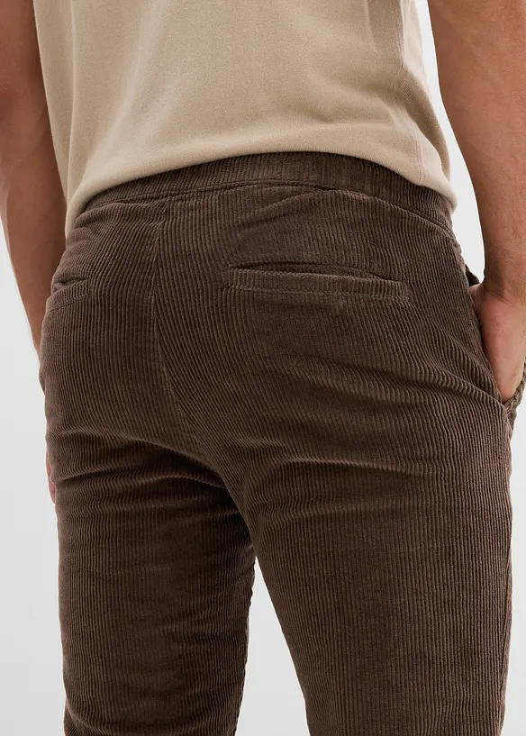 Fodrad manchesterbyxa Regular Fit med resårlinning och flanellfoder, Straight, bonprix