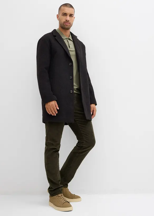 Fodrad manchesterbyxa Regular Fit med resårlinning och flanellfoder, Straight, bonprix