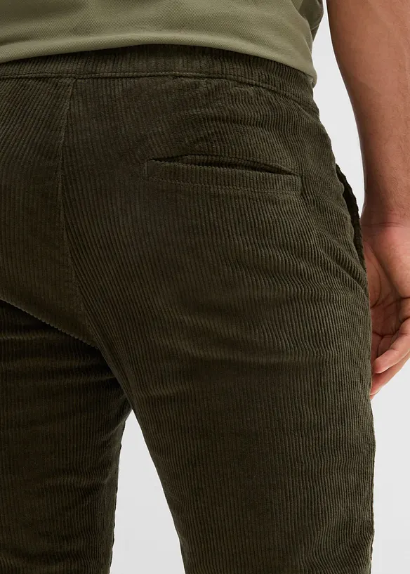 Fodrad manchesterbyxa Regular Fit med resårlinning och flanellfoder, Straight, bonprix