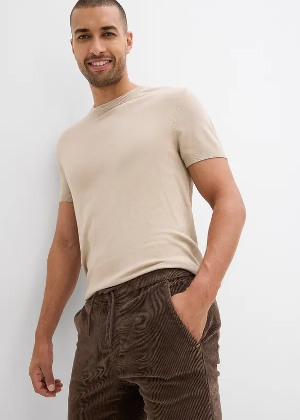 Fodrad manchesterbyxa Regular Fit med resårlinning och flanellfoder, Straight, bonprix