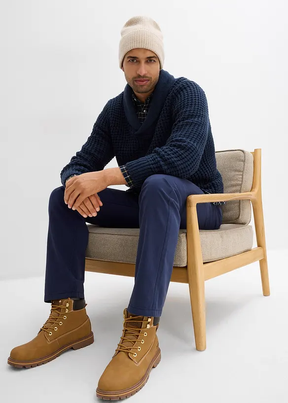 Grovstickad tröja med sjalkrage, bonprix